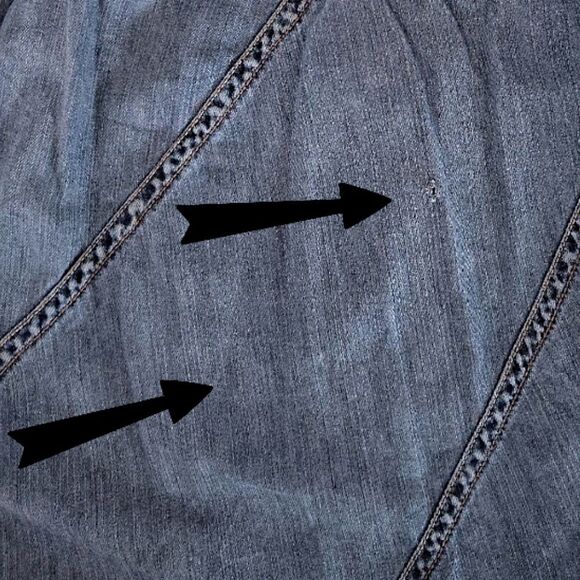 VTG 90s Blue Denim Patch Pull On Full Midi Jean Skirt  *Fits like Medium - Picture 12 of 12